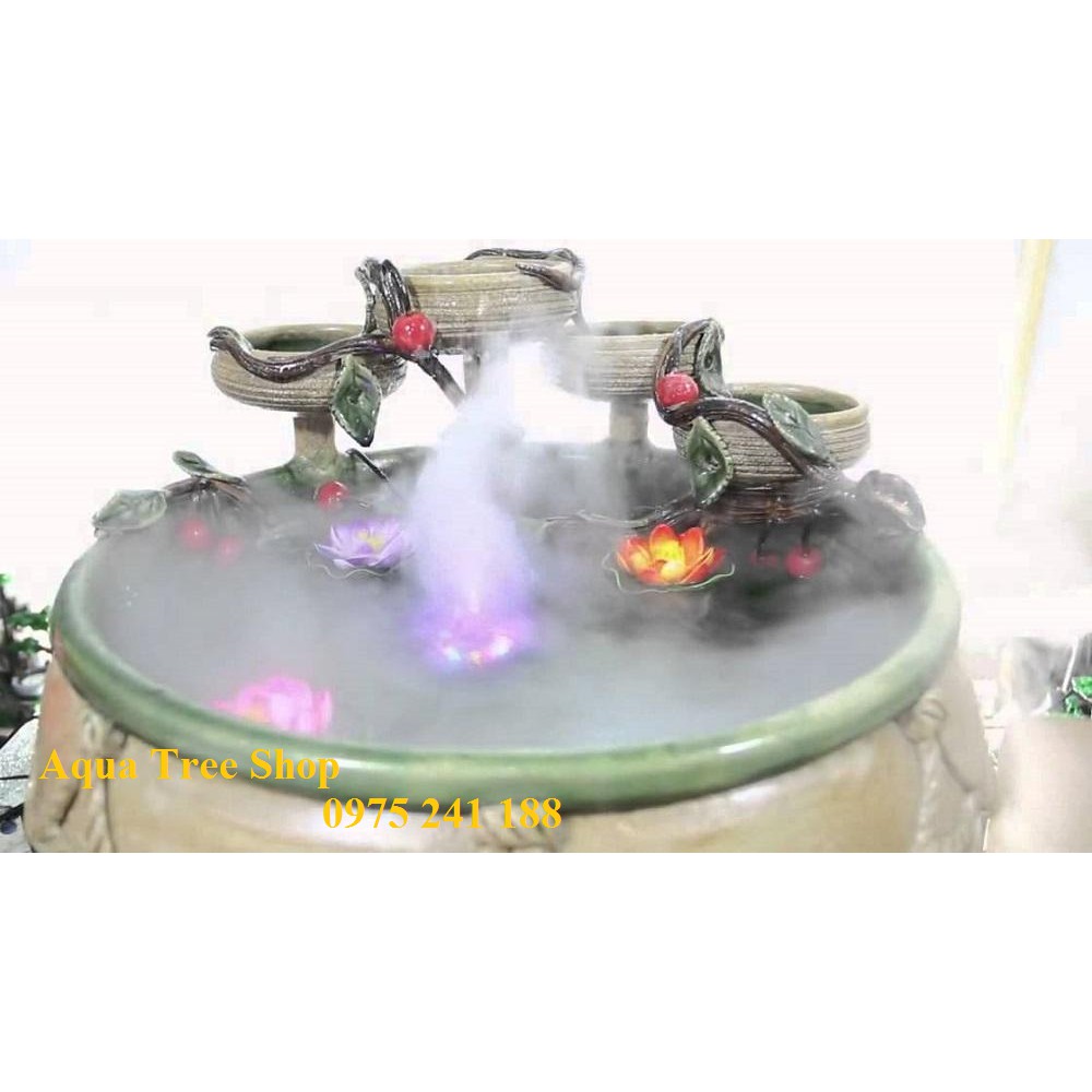 Máy tạo khói kèm đèn 12 led đổi màu và adapter đổi nguồn