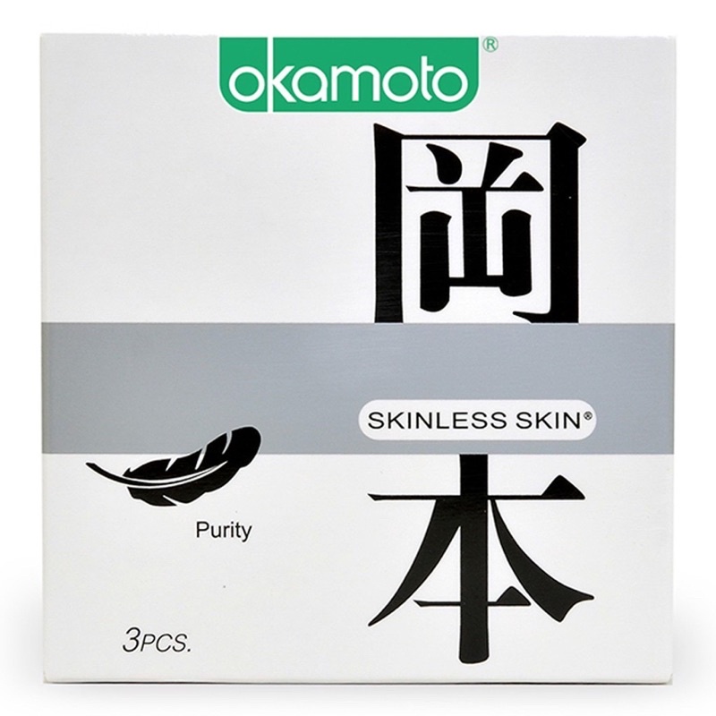 BAO CAO SU Siêu Mỏng Tinh Khiết Okamoto Purity Skinless Nhật Bản - hộp 3 chiếc và hộp 10 chiếc