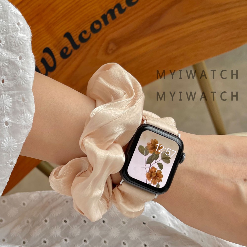 Set dây buộc tóc + dây đeo 4 màu tùy chọn thích hợp cho đồng hồ Apple Iwatch 7 6 5 Se 4 3 2 41/45/38/40/42/44mm
