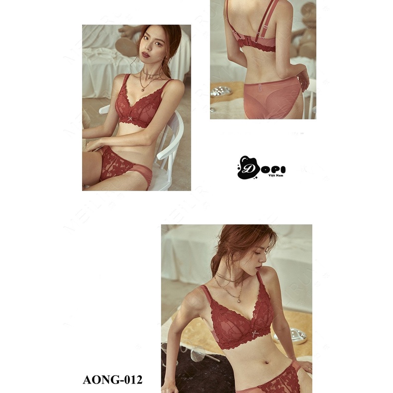 Bộ đồ lót áo ngực và quần lót nữ cao cấp AONG-012 không gọng phối ren
