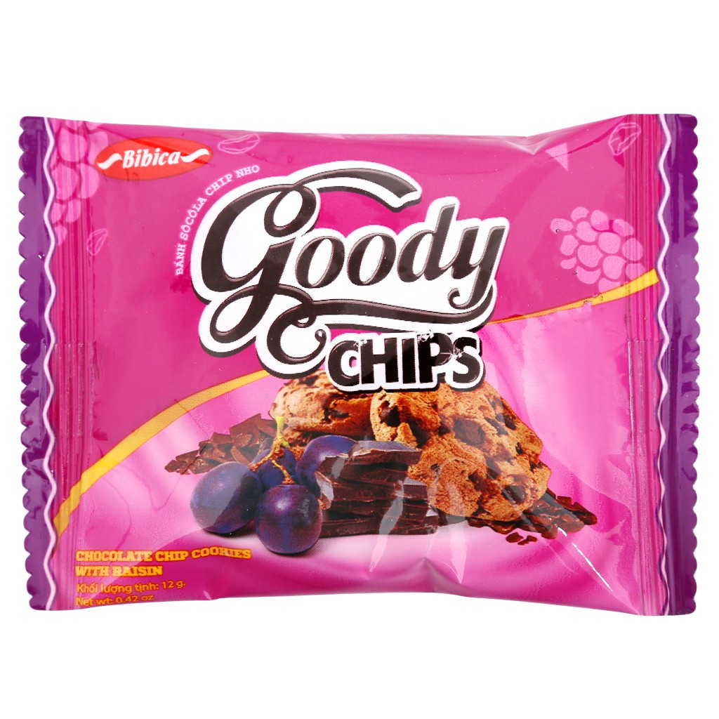Bánh quy hạt socola chip và nho khô Goody Chips hộp 144g