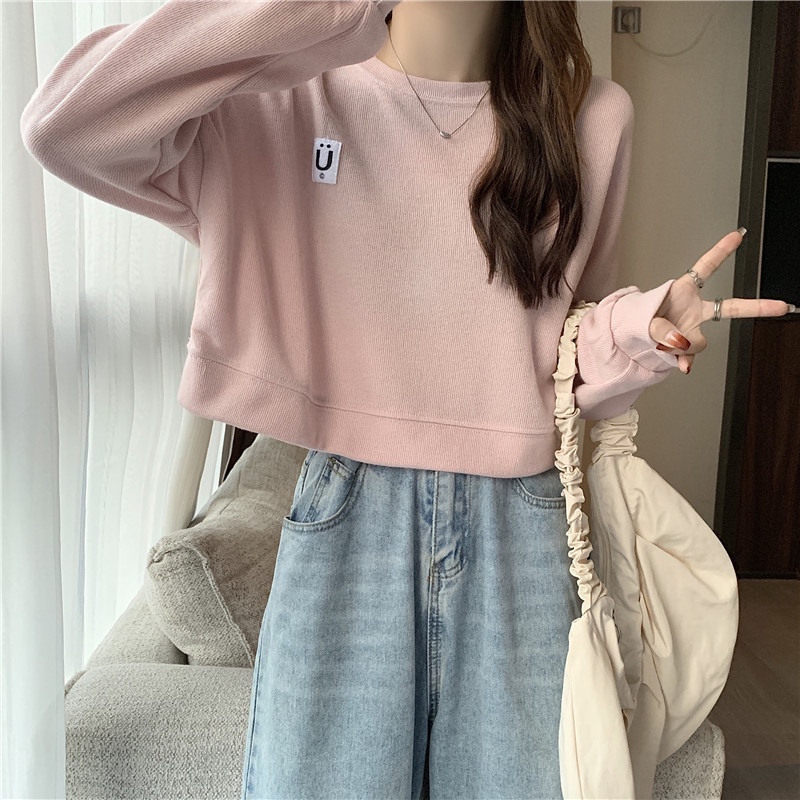 Áo Sweater Mỏng Dáng Ngắn Thời Trang Xuân Thu Phong Cách Hàn Quốc Cho Nữ Có 4 Màu