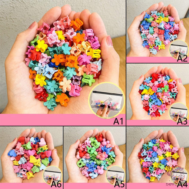 Set 50 Kẹp Tóc Mini Nhiều Màu Dễ Thương Cho Bé Gái