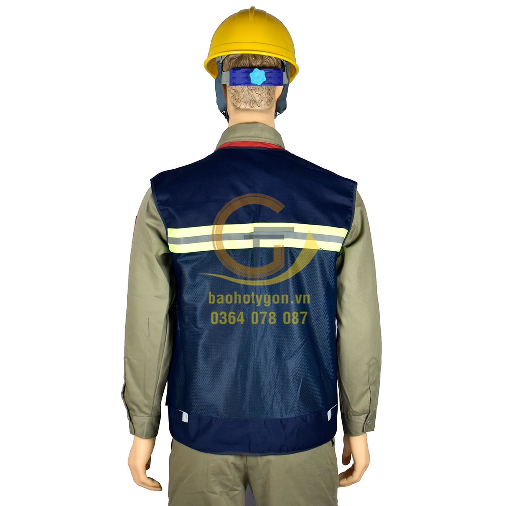 Áo ghi le giám sát/ kỹ sư màu xanh đen phối phản quang cao cấp