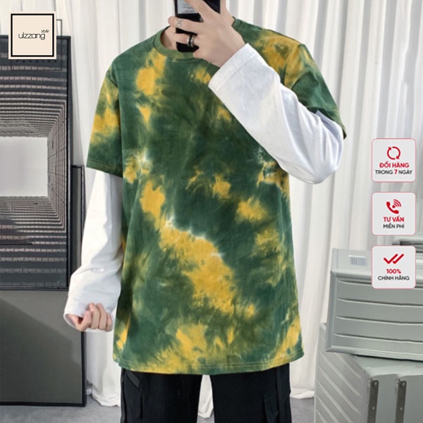 Set Đồ Cotton Nam Áo Loang Vs Quần Short Đùi Phối Vân