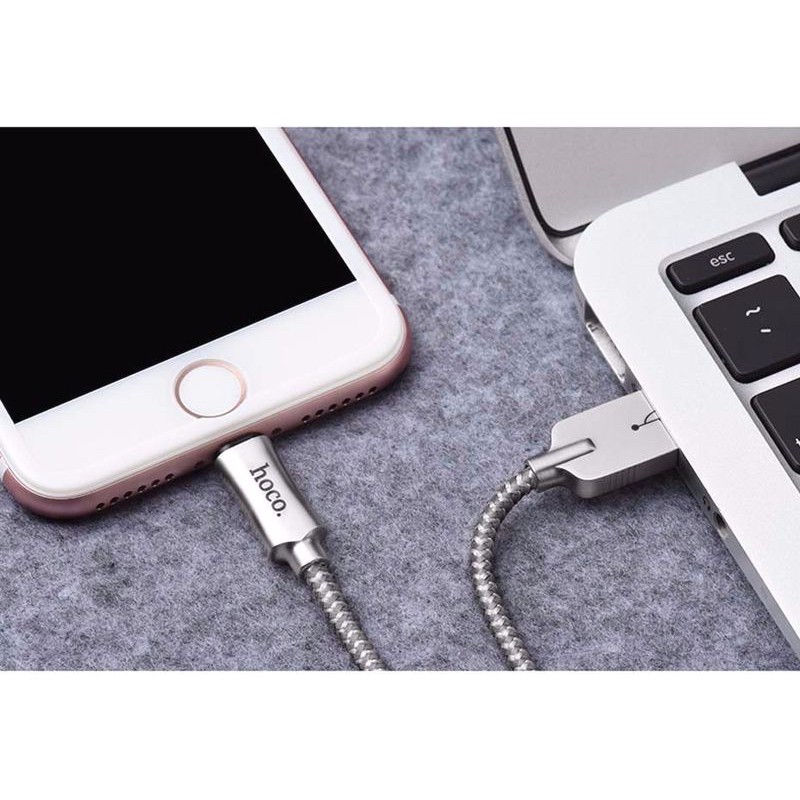 Cáp dữ liệu sạc phản quang hợp kim kẽm HOCO U10 Hàng chính hãng Bảo hành 12 tháng