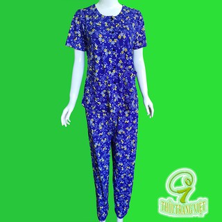 Đồ bộ bà già giá sỉ, áo cổ tròn 2 túi, tay ngắn - s07ctn07