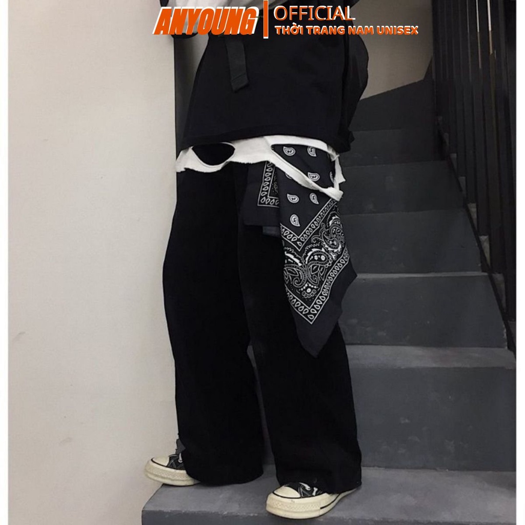 Khăn vuông bandana streetwear ANYOUNG in họa tiết đơn giản nhiều màu tùy chọn