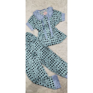 Bộ tiểu thư  tay ngắn quần dài vải satin mạc Sam