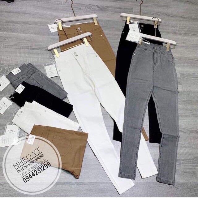 [Hot trend] Quần Bò Giấy Cạp Cao 2 Cúc, Ống dài cạp cao, eo thon mông nảy, vô cùng tôn dáng | BigBuy360 - bigbuy360.vn