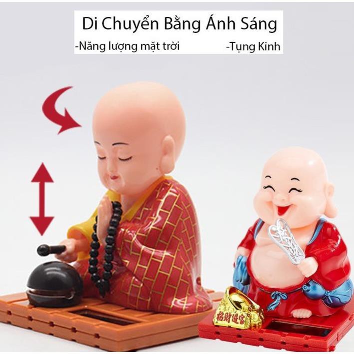 Tượng trang trí, tượng chú tiểu gõ mõ tụng kinh,trang trí ô tô, bàn làm việc sử dụng năng lượng mặt trời ,