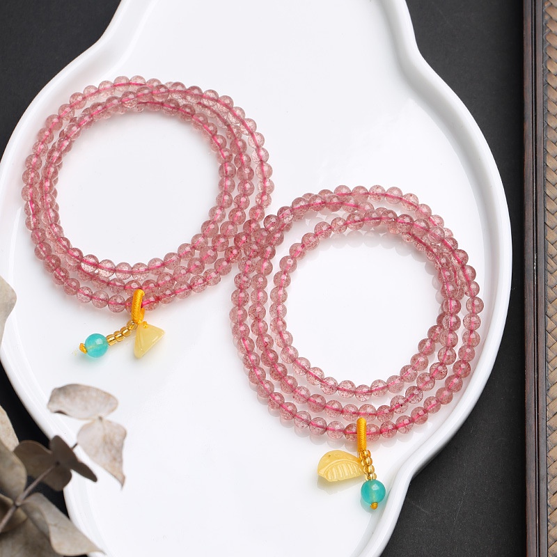 [Hàng Mới Về] Vòng Đeo Tay Ba Vòng Đính Hạt Sáp Ong Đơn Giản Độc Đáo Cho Nữ