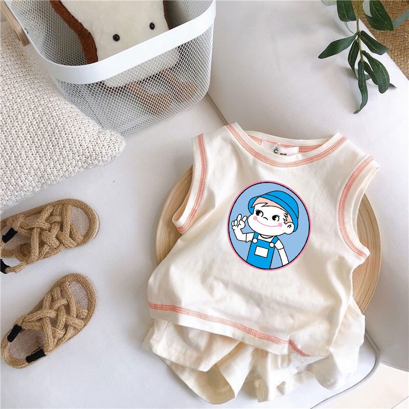 Bộ Đồ Thể Thao Áo Thun Cotton Tay Ngắn Phối Quần Ngắn Phong Cách Phương Tây Thời Trang Mùa Hè Mới Cho Bé Trai Gái 2022