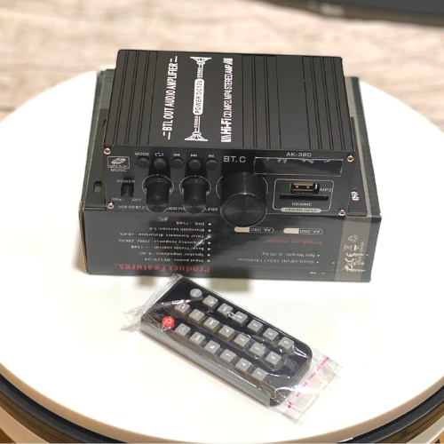 Amply mini 12v AK 380 hàng chính hãng cao cấp [ tặng kèm 1 dây 12v và 1 áo thẻ nhớ ]