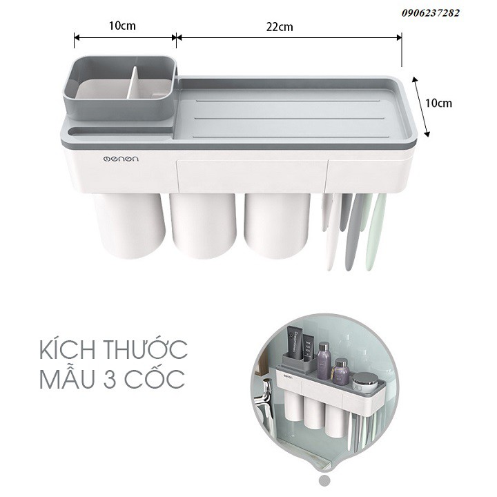 Kệ để đồ đánh răng ENON cao cấp cốc hít mẫu 3 cốc_RE0302
