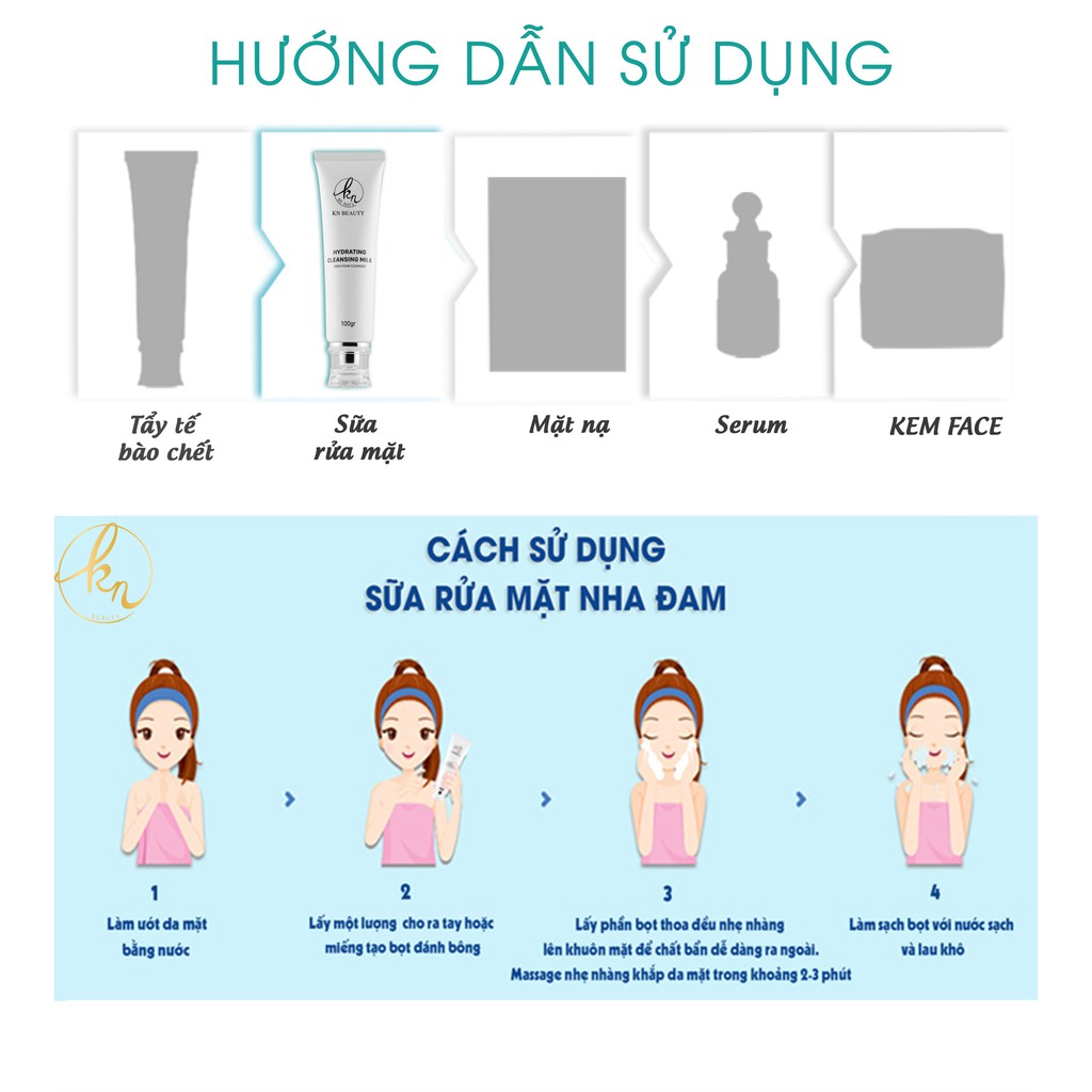 Sữa Rửa Mặt Trắng Da Ngừa Mụn KN Beauty Hydrating Cleansing Milk 100g