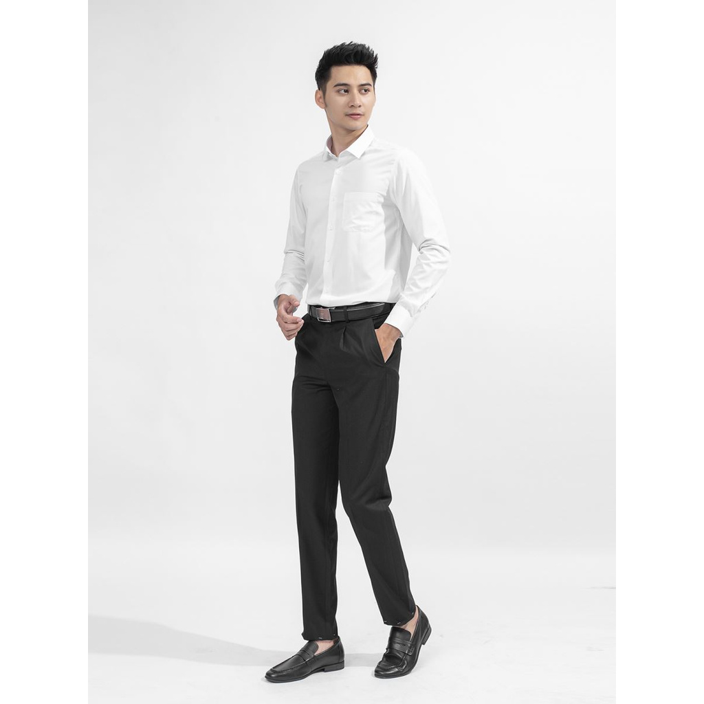 Áo Sơ Mi Nam Tay Dài Aristino ALSR09 Màu Trắng Kiểu Dáng Slim Fit Chất Liệu Sợi Tre