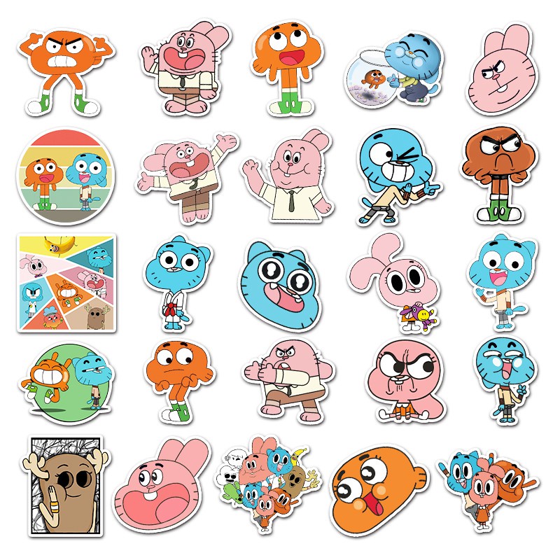 Set 50 miếng dán In194 cao cấp , Sticker dán chống thấm nước - 6-8CM - Amazing World of Gumball