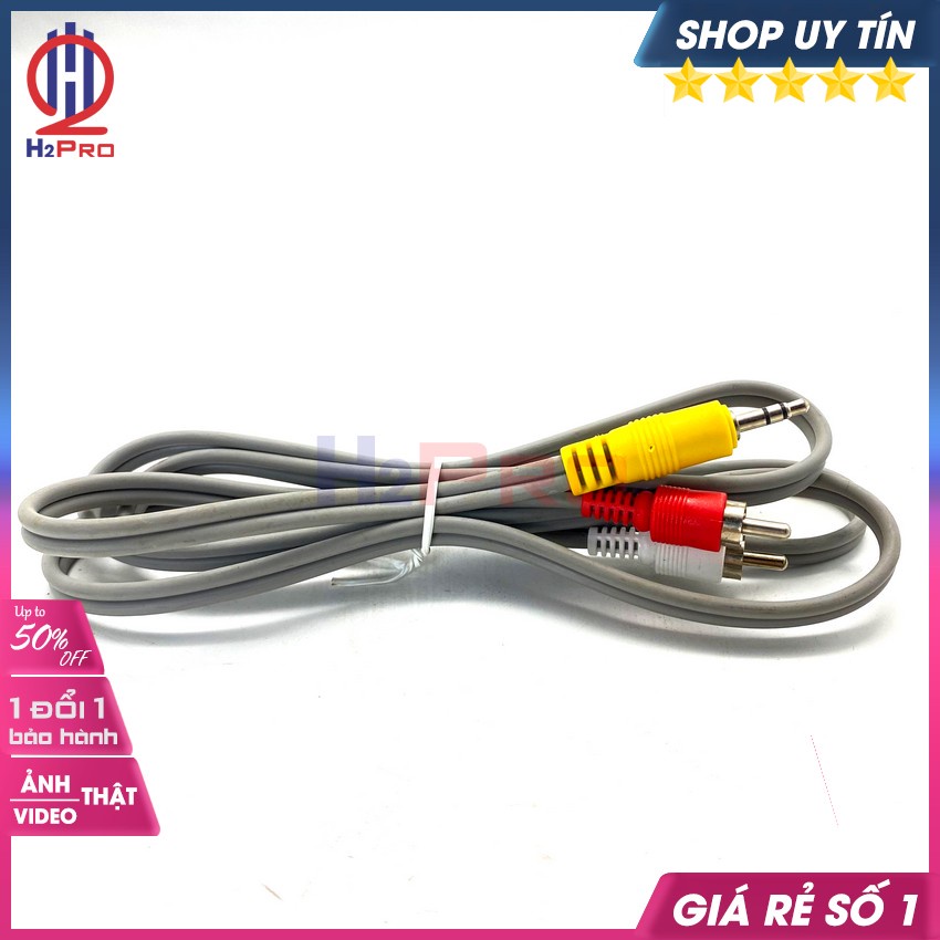 10 Dây Av 1 Ra 2, Dây 3.5Mm Ra 2 Av Dài 140Cm Cao Cấp, Dày Dặn, Chống Nhiễu, Cáp Loa 3.5 Ra 2 Đầu Av Hoa Sen-H2Pro Audio