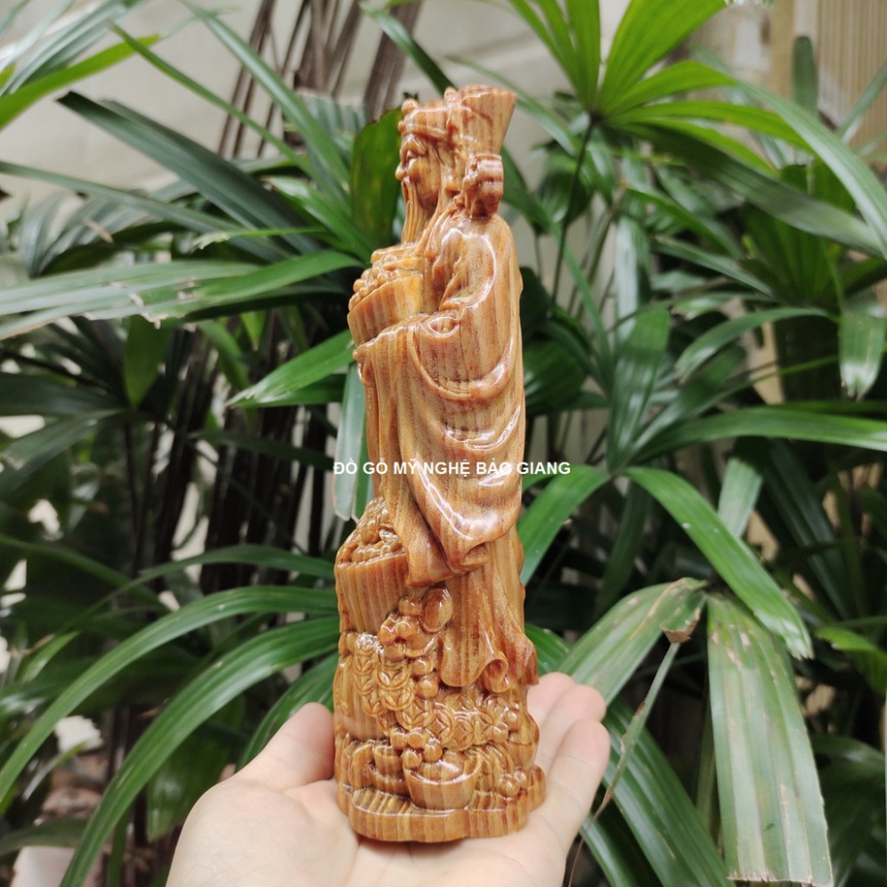 Tượng thần tài gỗ huyết long cao 20 cm