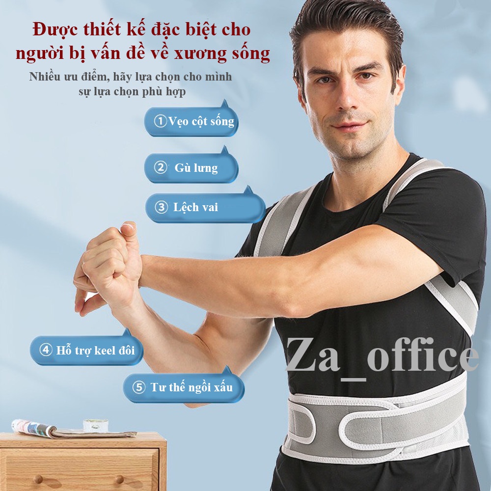 Đai đeo vai hỗ trợ chống gù lưng chính hãng có nẹp định hình cao cấp