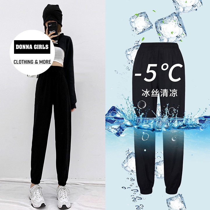 Quần JOGGER ỐNG RỘNG nữ kiểu quần bo gấu cạp cao thể thao DONNA GIRLS QD03