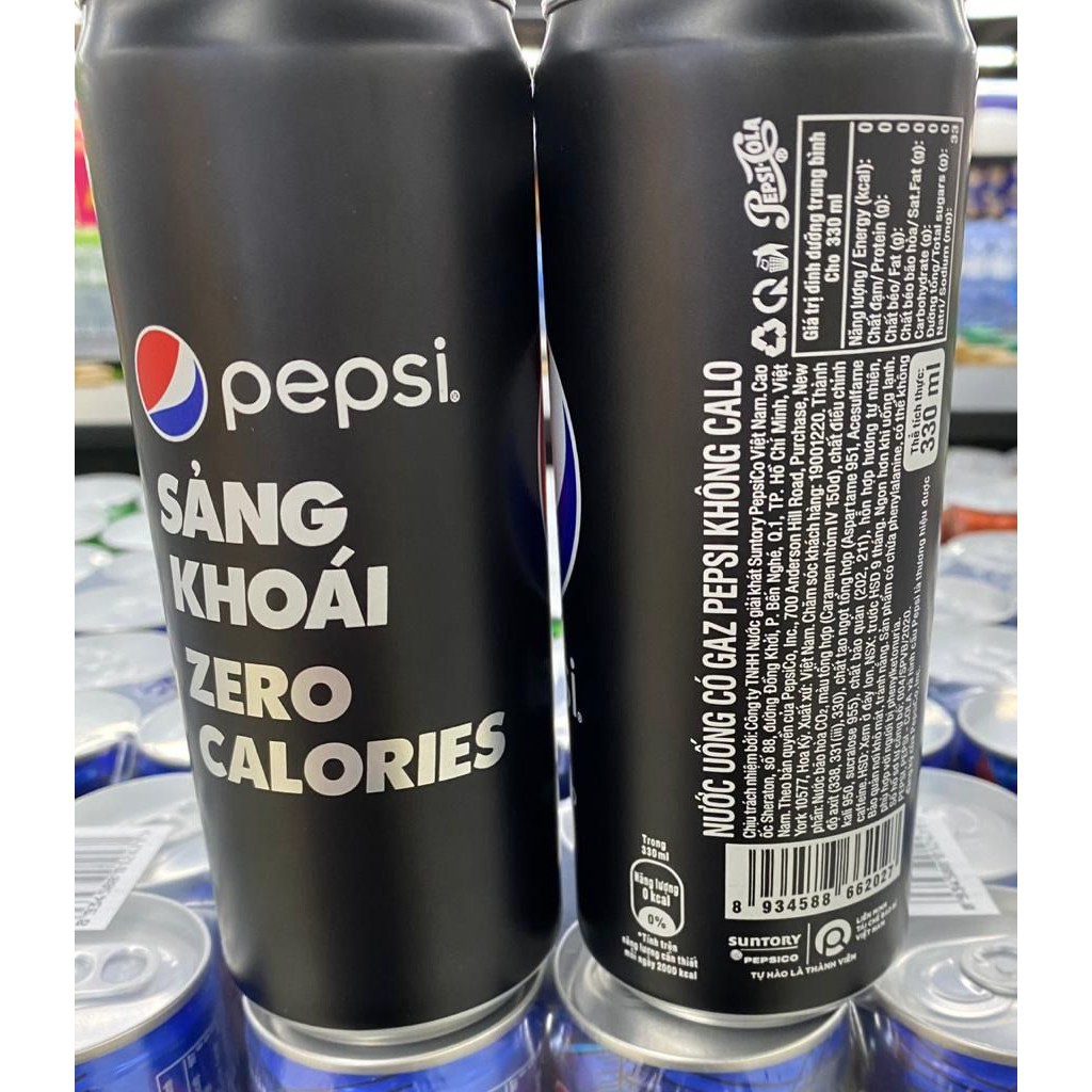 Nước Ngọt Pepsi Zero Calories/ Vị Chanh Lon 330Ml (Lốc 6)