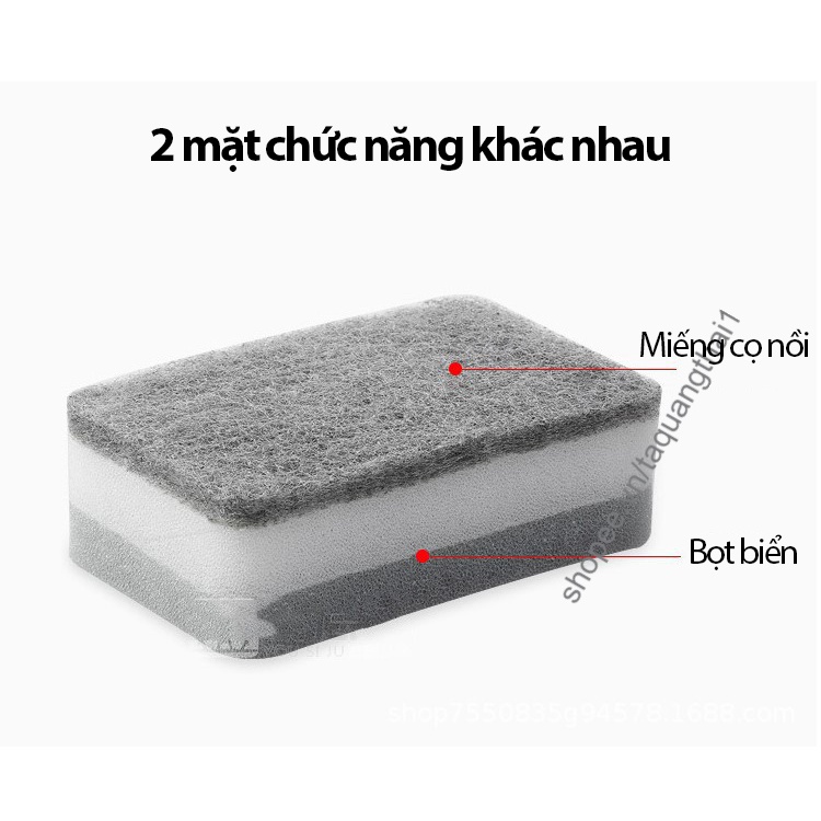 Miếng Cọ Rửa Chén Bát Siêu Tốc Tạo Bọt Nhanh Mặt Sau Cọ Xoong Nồi Chảo Đa Năng Màu Trắng Xám Tiện Lợi Cho Nhà Bếp