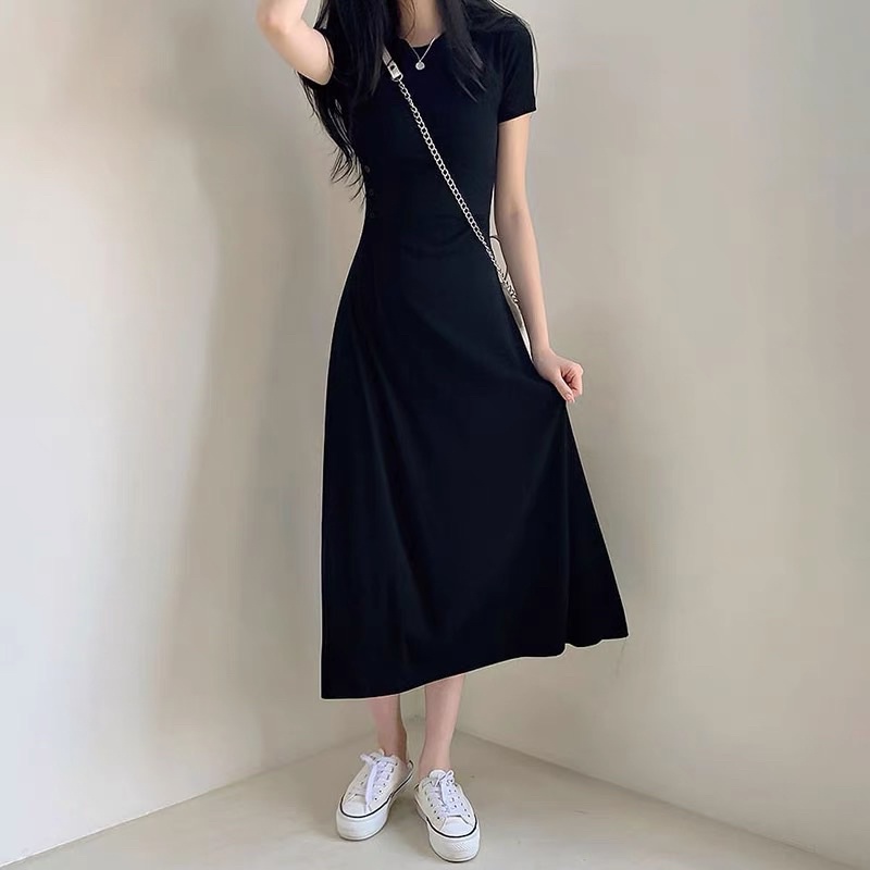 Váy Suông Đen Len Tăm Dáng Dài (Hình thật) Đầm Body Maxi Len Xinh Xắn