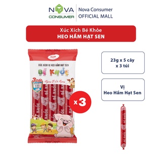 [Combo 3 túi] Xúc Xích Bé Khỏe Heo Hầm Hạt Sen (23g x 5 cây x 3 túi)