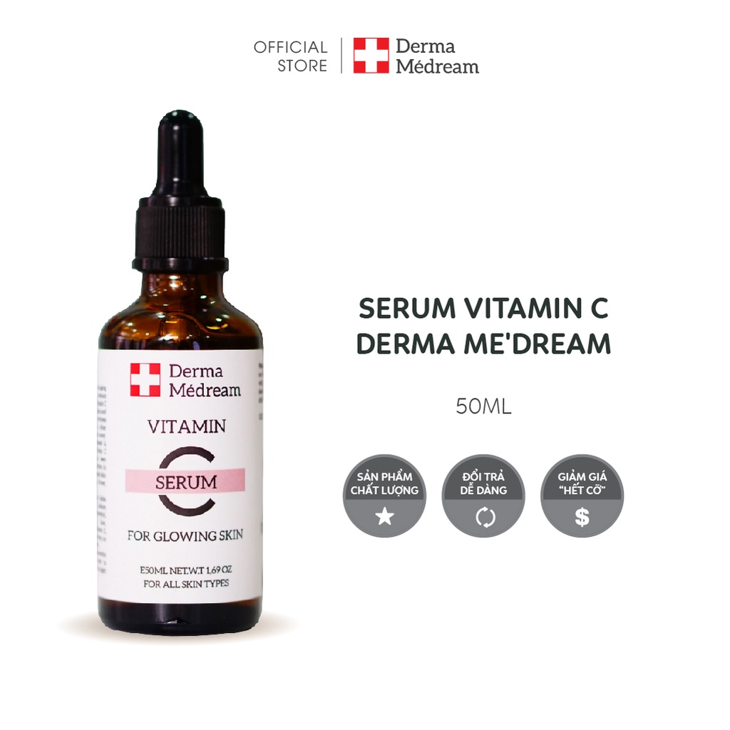 Serum Vitamin C Derma Me'Dream, dưỡng trắng, giảm thâm, giảm nám tàn nhang và làm đều màu da - Chai 50ml
