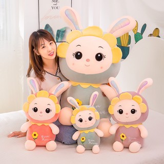Gấu bông thỏ mặt hoa Sun Flowers thỏ bông 2 màu xanh hồng kích thước 40-50cm Buno shop