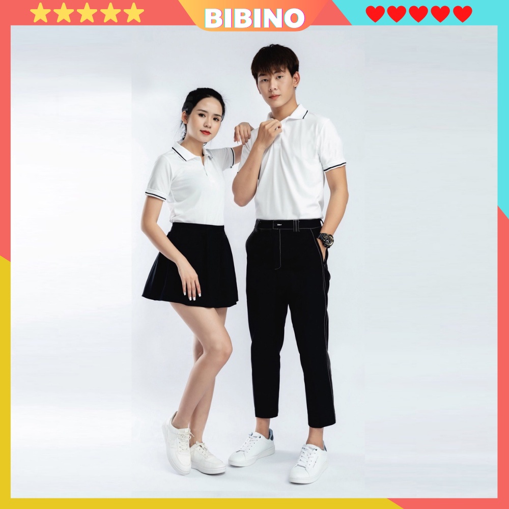 Áo polo nam nữ unisex vải mè cá sấu thoáng mát BIBINO Áo phông có cổ nam nữ basic thấm hút mồ hôi