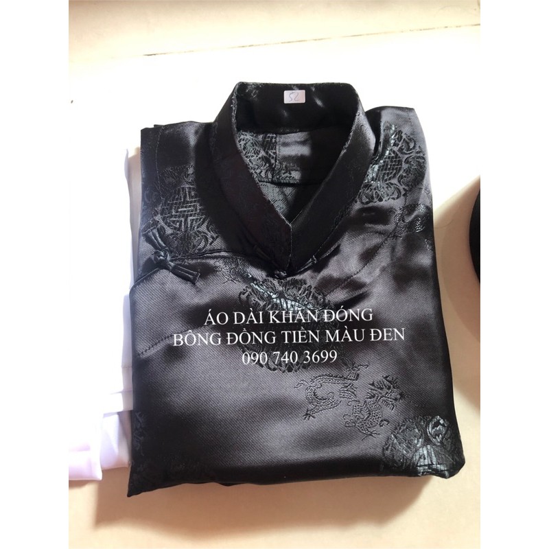 Cả Bộ Áo Dài Khăn Đóng Bông Đồng Tiền Màu Đen