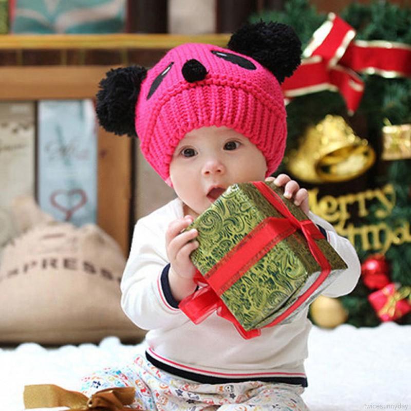 Nón len ấm áp hình gấu trúc xinh xắn dành cho bé gái từ 1-8 tuổi