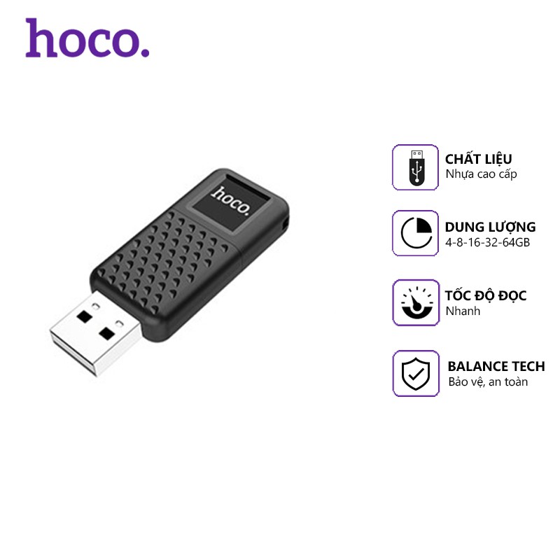 USB Hoco UD6 4/8/16/32/64GB, tốc độ cao, lưu trữ tốt, tương thích nhiều thiết bị