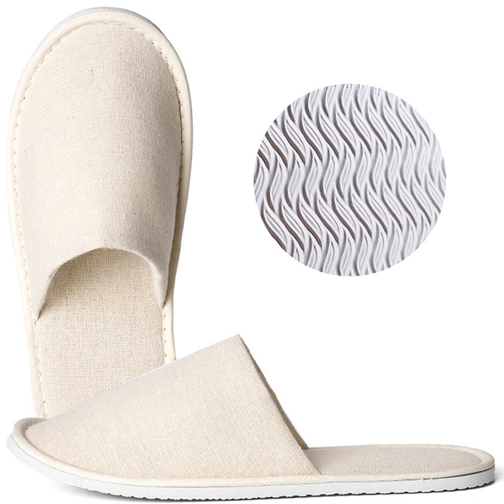 All-match Portable Solid Color Disposable Slippers Cotton And Linen Hotel Men's Women's Slipper