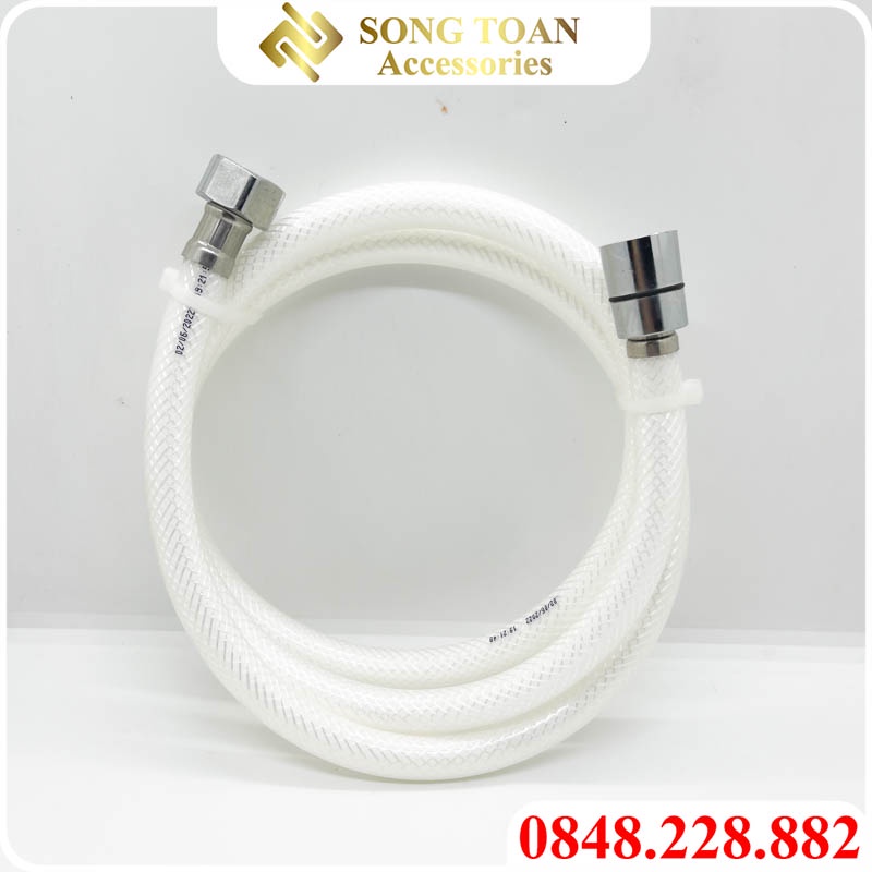 Dây Cấp Nước Dùng Cho Vòi Xịt & Vòi Sen - Ống Nhựa + Tán Ren 21 Đồng Thau Mạ Crom - Chiều Dài 120cm & 150cm
