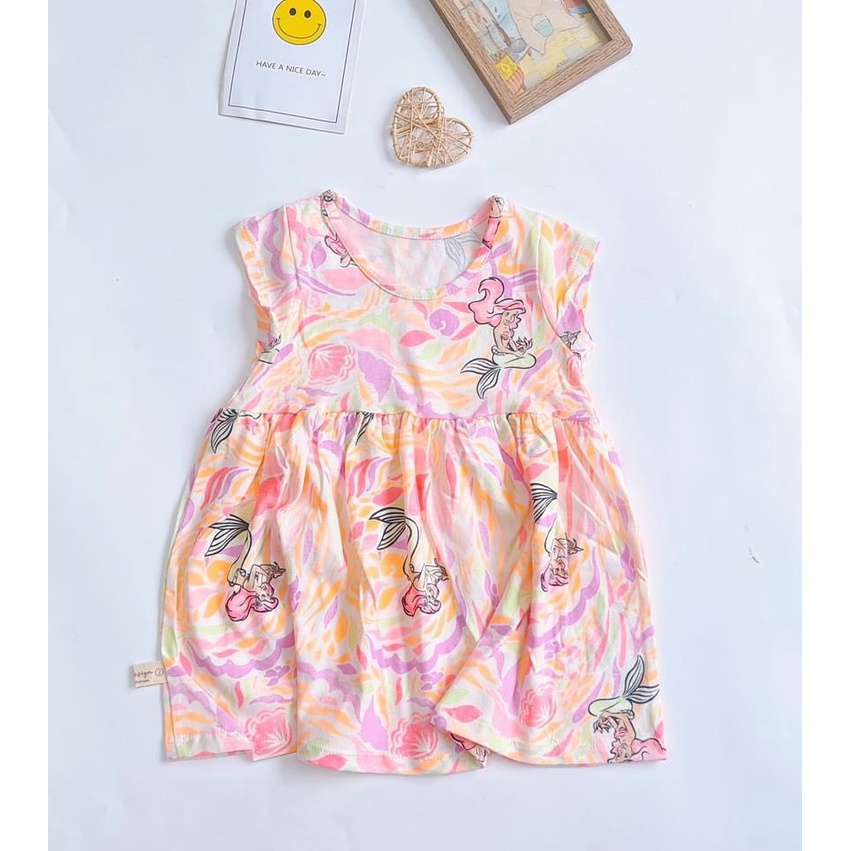 Váy Cộc Tay Họa Tiết Nhiều Màu Cho Bé Gái MINTSCLOSET Size 1-5 Tuổi - GV2022