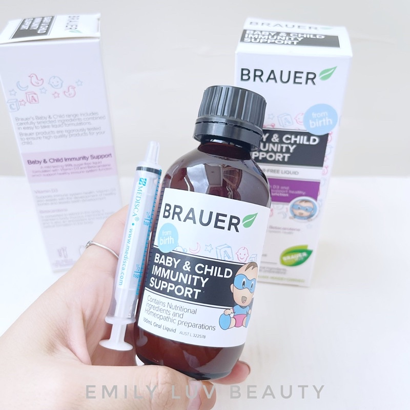 Siro Brauer Immunity Support tăng đề kháng 100ml cho bé 0m+