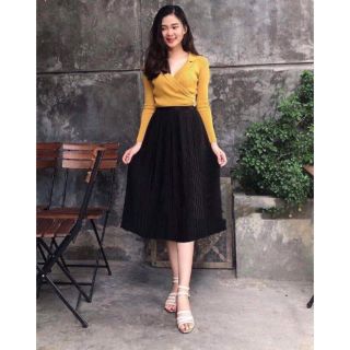 Chân váy xếp li dáng dài