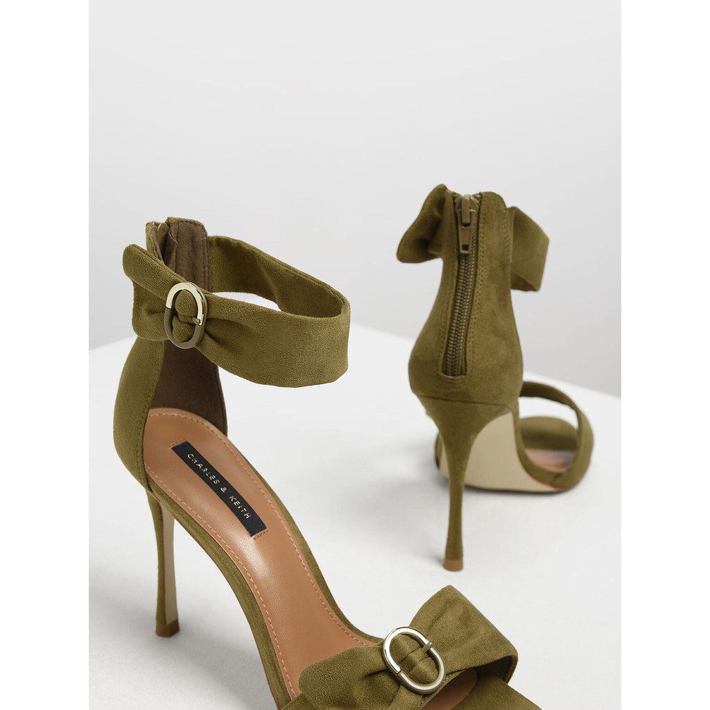 Thanh lý CHARLES & KEITH - Giày cao gót đính nơ Ruched Two Tone Buckle Stiletto, new 99,9%, cnk