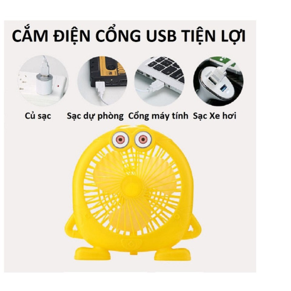 Quạt Để Bàn Minion Cắm USB Nhỏ Gọn Xinh Xắn - Tiện Lợi Có Thể Mang Theo Mọi Lúc