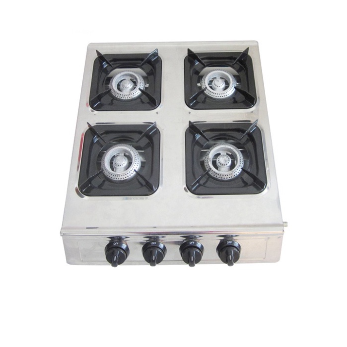 Bếp gas làm mỳ cay 4 họng, bếp ga 4 lò vuông Inox