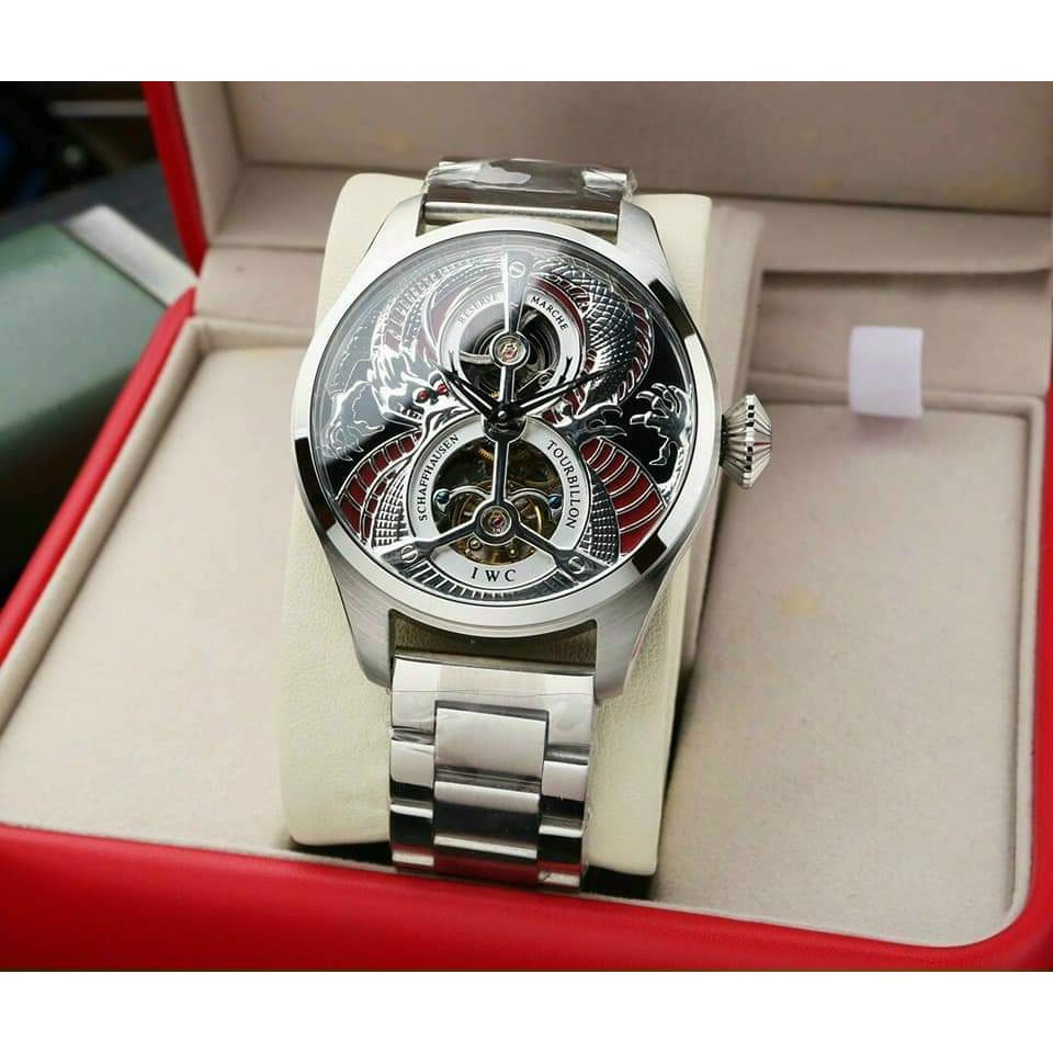 ĐỒNG HỒ NAM IWC MÁY CƠ , MẶT HÌNH RỒNG SANG TRỌNG , DÂY THÉP