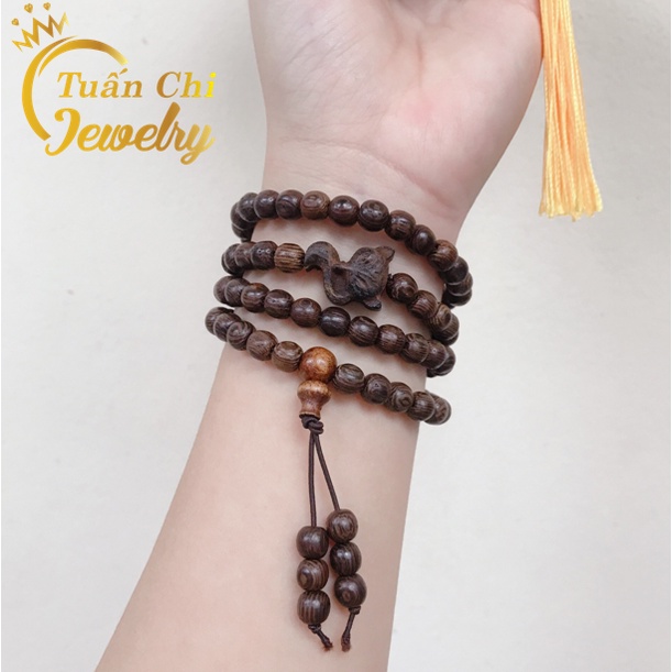 𝑮𝑰𝑨̉𝑴 𝑺𝑶̂́𝑪 Vòng Tay Trầm Hương, Chuỗi Tràng Hạt 108 Hạt Và Hồ Ly Phong Thủy Tình Duyên May Mắn, 1 Vòng Tặng 1 Hộp