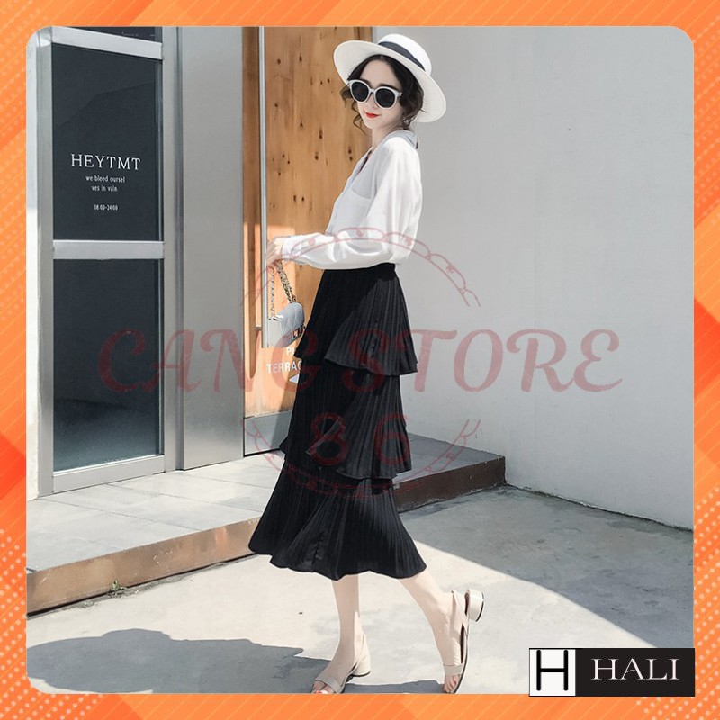 Chân váy 3 tầng xếp li-Chân váy tầng dài Cạp Chun Cao Cấp[ Video Shop Tự Quay] | BigBuy360 - bigbuy360.vn