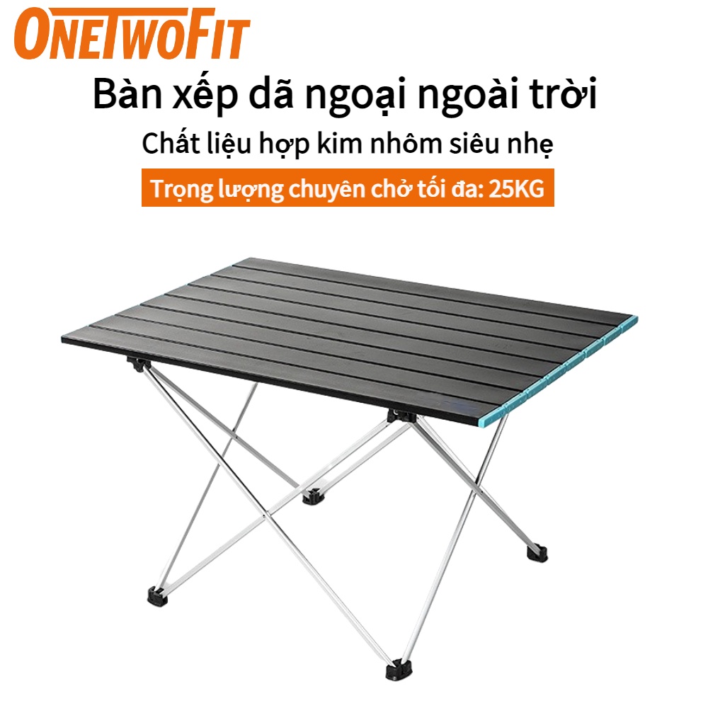 OneTwoFit Bàn cắm trại siêu nhẹ di động ngoài trời Bàn cắm trại bằng hợp kim nhôm M, L, XL Bàn dã ngoại xếp gọn