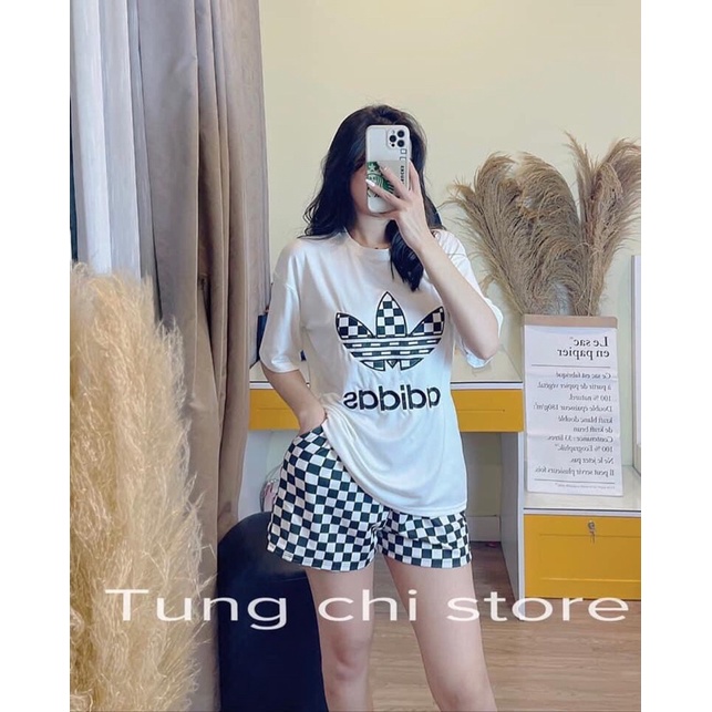 Bộ Đùi Caro Thể Thao Dáng Rộng - Set Bộ Đi Chơi Ngắn Tay Unisex Thoáng Mát Phong Cách Năng Động Trẻ Trung