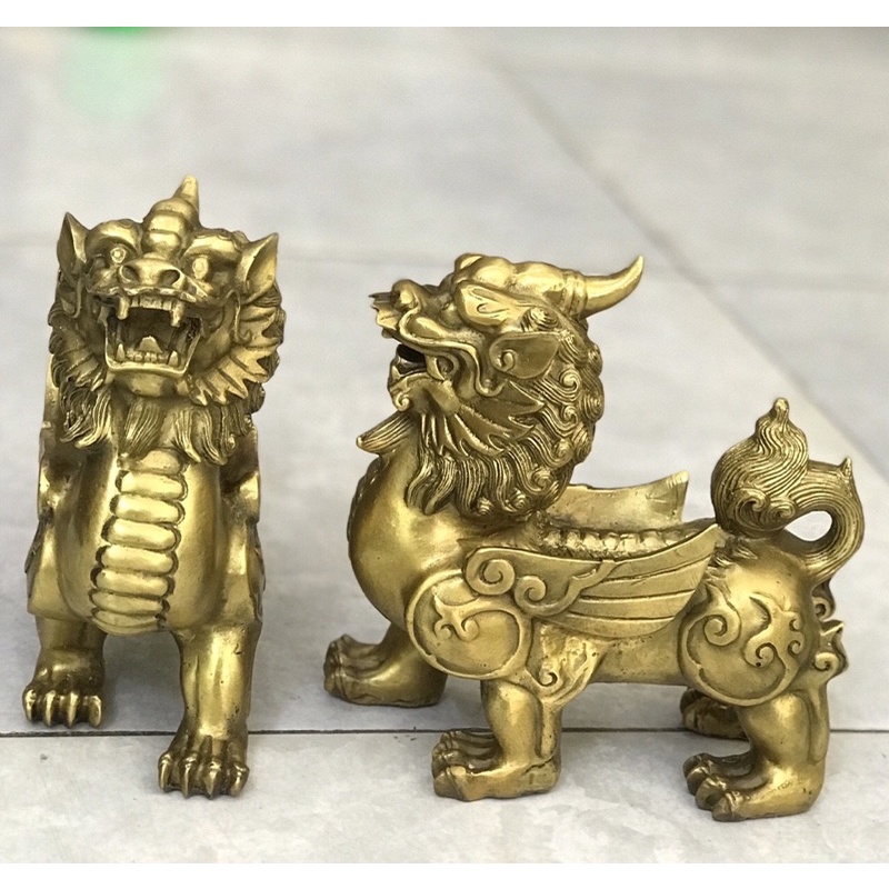 Cặp Tỳ Hưu Cánh Tiền Tài Phúc Lộc chiêu tài hút tài lộc vật phẩm phong thuỷ bằng đồng